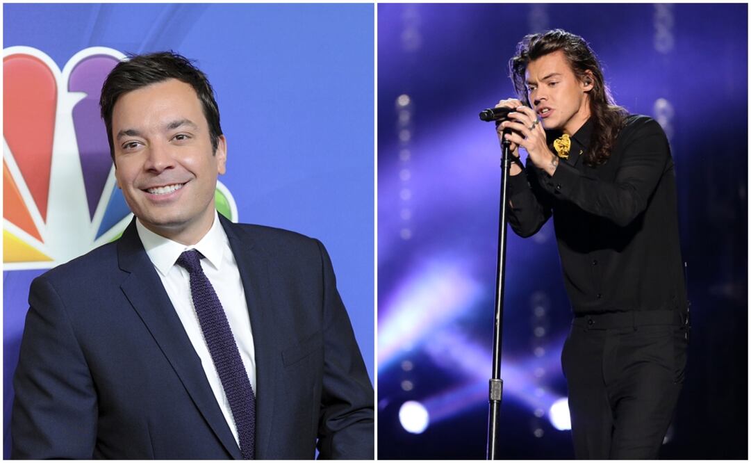 El comediante Jimmy Fallon (i) y el cantante Harry Styles (d) en el programa. Foto: Archivo
