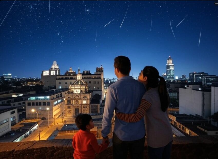 Lluvia de estrellas en México. Foto: Realizada con IA