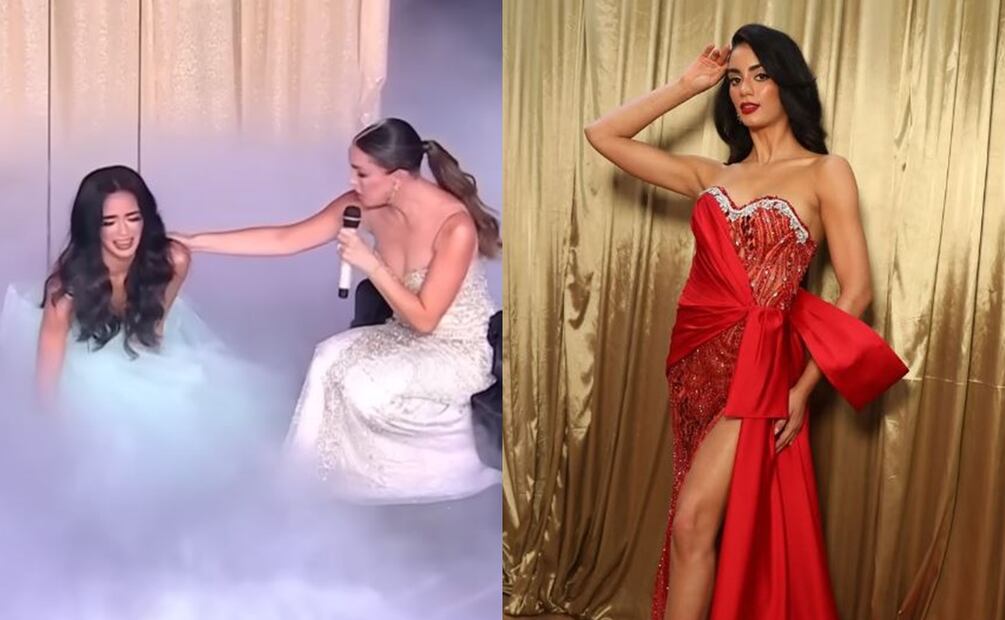Laura Pérez, concursante cubana en 'Miss Universe Latina, El Reality', sufrió una caída durante una prueba en vivo. Foto: Captura de video y redes sociales