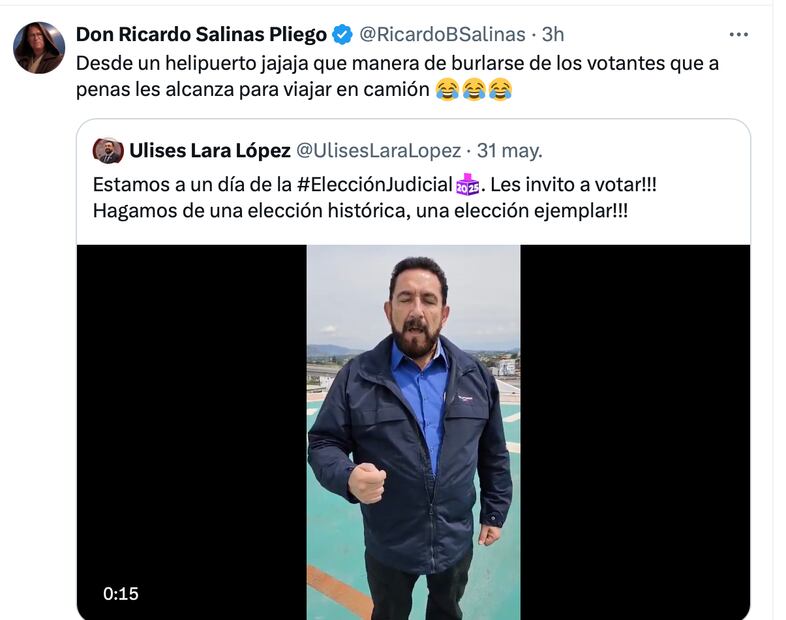 Salinas Pliego lanza contundente mensaje durante elección judicial 2025. Foto: Captura de video