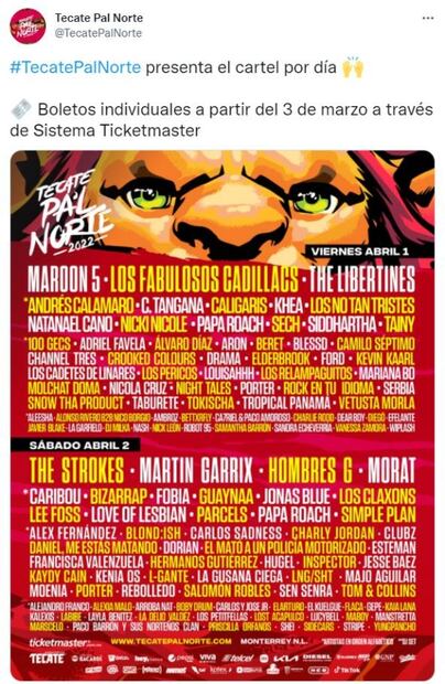 Tecate Pa'l Norte: Quién se presentará por día en el festival