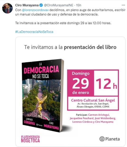 “La pesadilla del autoritarismo podría ser realidad”, dice Ciro Murayama, consejero del INE