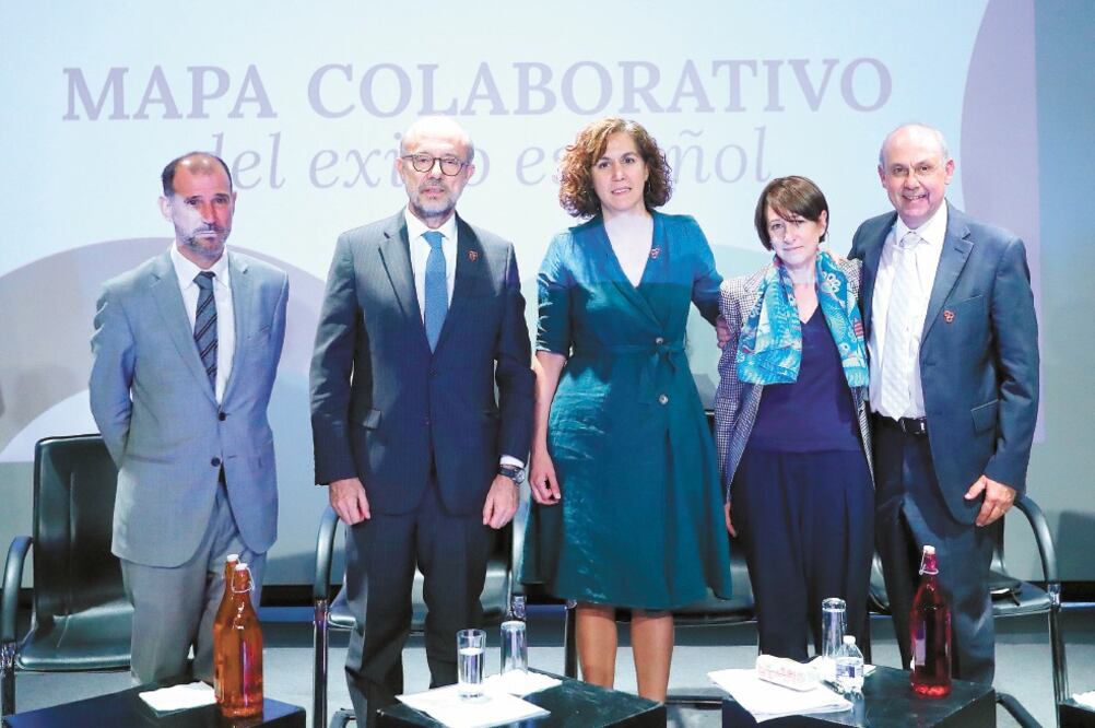 Irene Lozano (centro), secretaria de Estado de España Global, participó en la presentación del mapa del exilio español. Foto: GERMÁN ESPINOSA. EL UNIVERSAL