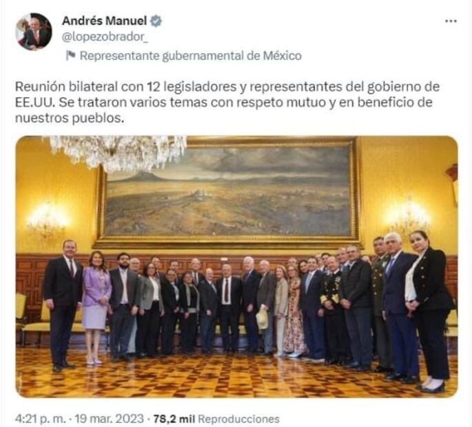Destaca AMLO respeto mutuo en reunión con legisladores de EU 