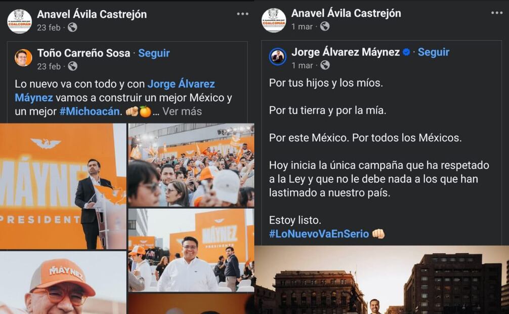 Anavel Ávila compartia publicaciones de los demás candidatos. Fotos: Captura de pantalla Faceboock