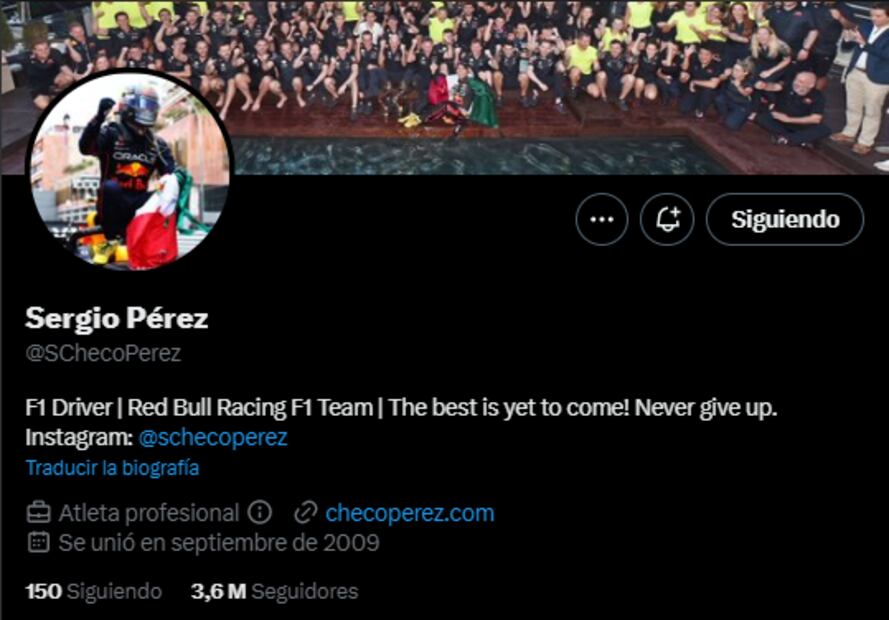 Checo Pérez ya no está verificado en Twitter - Foto: Especial
