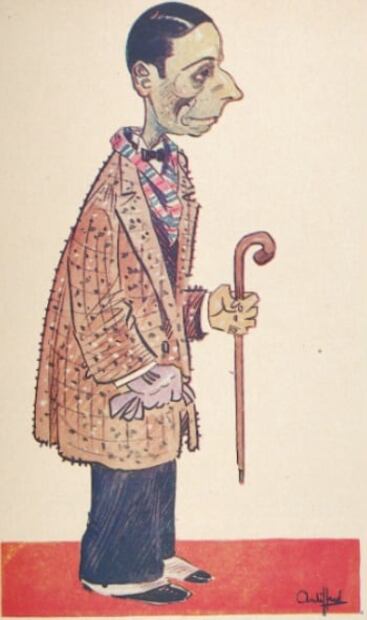 Caricatura de Agustín lara hecha en 1930. El Universal Ilustrado.