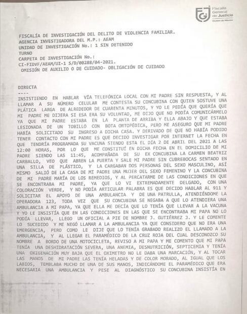 "Él quiere vivir”, asegura hija de Miguel Palmer