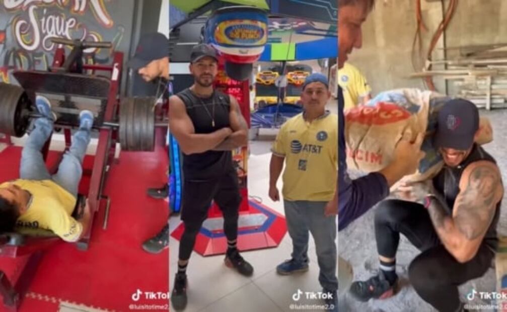 Albañil y hombre fitness compiten en fuerza y rompen TikTok