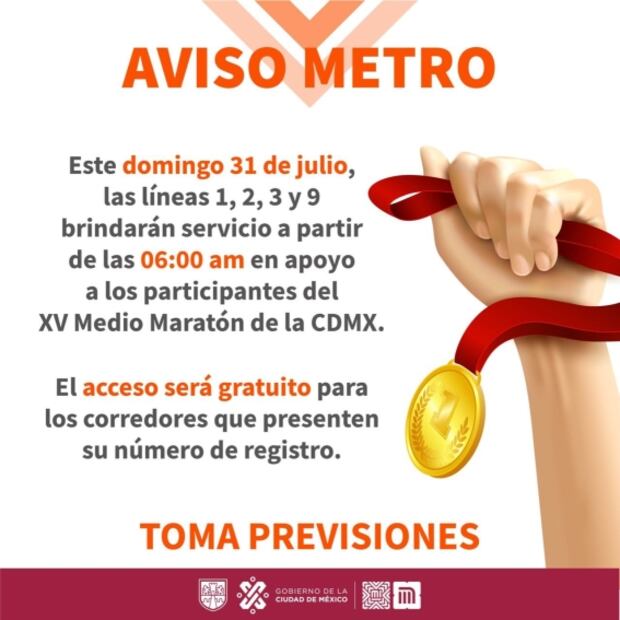 Acceso al Metro será gratis para los participantes del Medio Maratón de la CDMX 