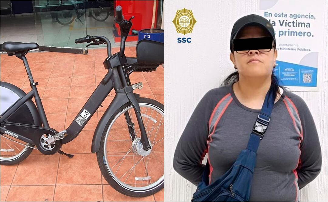 Detienen a mujer por robo de bicicleta del programa Ecobici en la alcaldía Cuauhtémoc. Foto: Especial