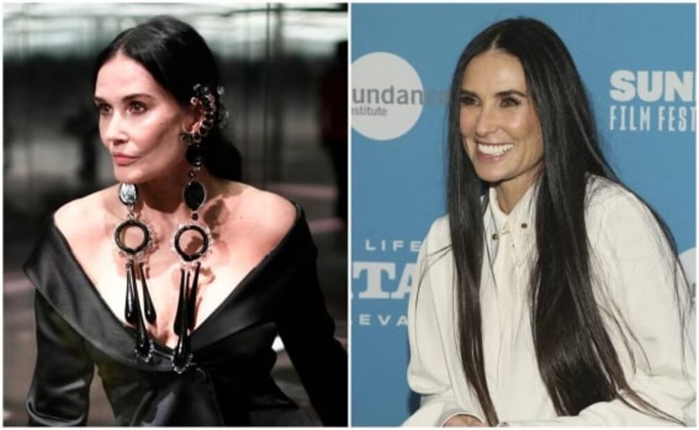 Demi Moore "estrena" rostro" en desfile de moda