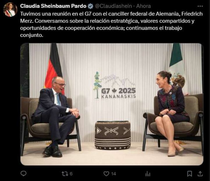 Claudia Sheinbaum se reunió con el canciller federal de Alemania, Friedrich Merz. Foto: Captura de pantalla