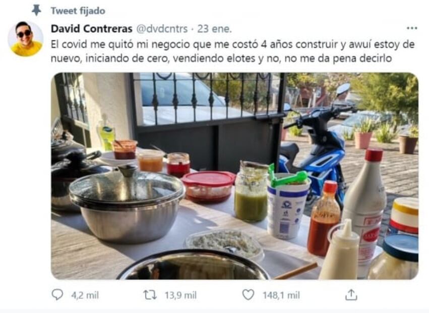 Este cocinero emprendió un negocio de elotes y se viraliza en Twitter