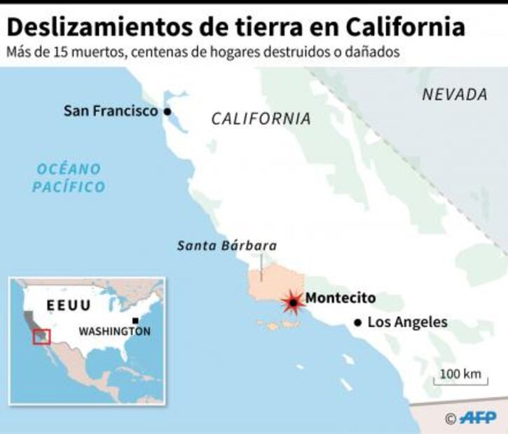 Video. Hombre escapa de morir en deslave en California