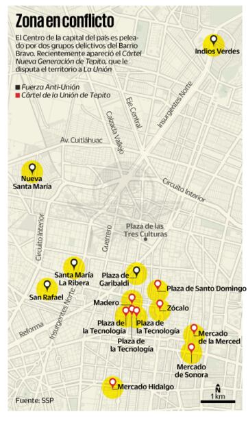 Se disputan tres cárteles el Centro de la CDMX