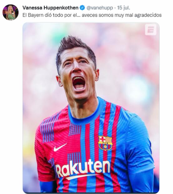 Comentarista de ESPN es atacada por llamar "malagradecido" a Lewandowski