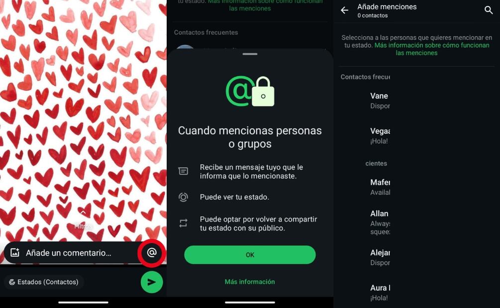 Modo amor secreto de WhatsApp. Imagen: captura de pantalla
