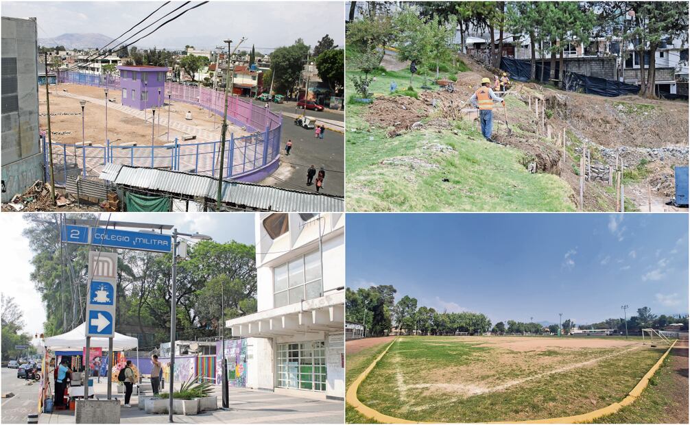 Estará en el Cetram Acatitla. Es la Utopía con más avances en comparación con las otras. La
estructura ya está completa, por lo que los
trabajadores se encuentran en la etapa de
limpieza y removiendo los sobrantes.

Es uno de los seis espacios en los que empezó la edificación. Se encontrará en la terminal del
Cablebús. Actualmente el proyecto está en la
etapa de mediciones del terreno y delimitación de las zonas en las que estarán las estructuras.

Según sus trabajadores, la Utopía de Miguel
Hidalgo será construida en el interior del predio de la sede del Instituto de la Juventud de la Ciudad de México (Injuve), que se encuentra a las afueras de la estación del Metro Colegio Militar.

El Deportivo Popular Tecomitl, donde estará el
proyecto, cuenta con dos canchas de futbol y una de basquetbol. No se observaron labores ni material
en el lugar. “Sí se supone que va a ser aquí, pero ya
no sabemos”, afirmó el guardia de la entrada.

Fotos: Darío Luna y Jorge Medellín / EL UNIVERSAL