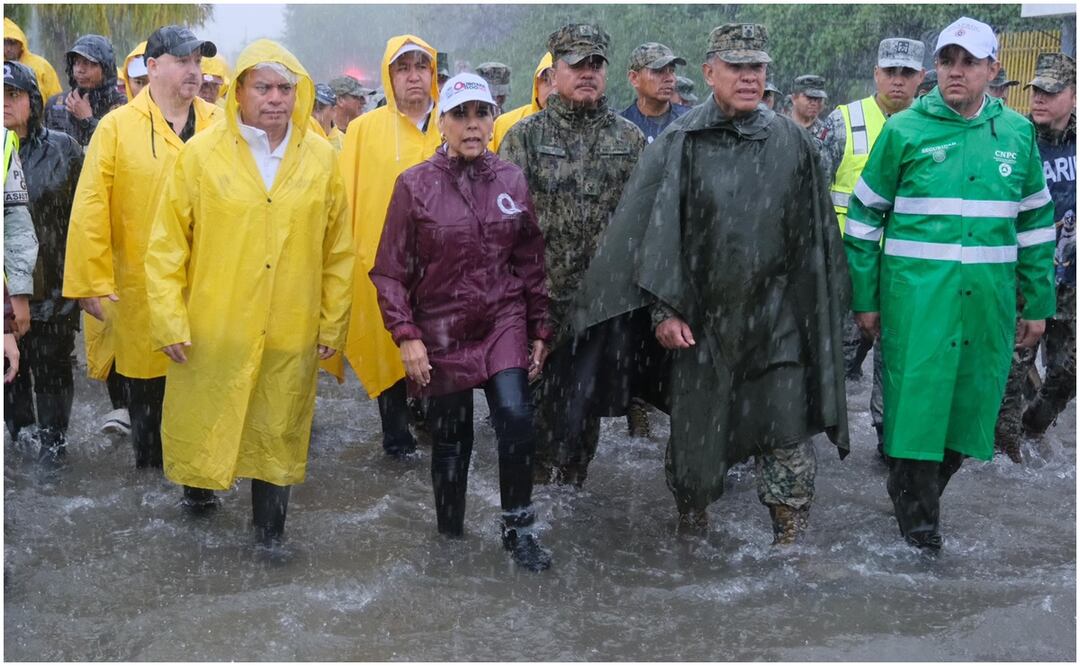 Mara Lezama encabeza recorridos de limpieza en zonas de Quintana Roo tras el paso de la Tormenta Tropical "Nadine" (19/10/2024). Foto: X (@MaraLezama)