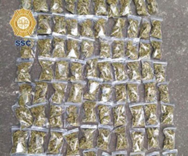 Al aprehender a Ernesto El Fat y a algunos de sus cómplices, les fueron aseguradas 97 bolsas con marihuana. Foto: ESPECIAL