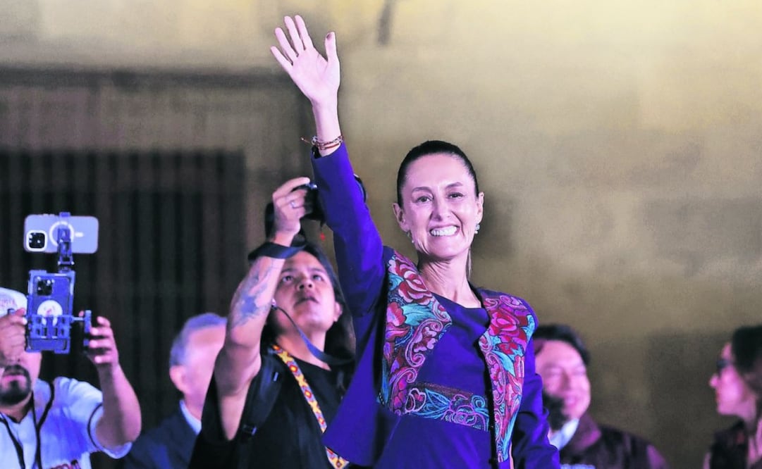 Claudia Sheinbaum durante su mensaje, el pasado domingo, tras asumirse como la primera presidenta. Foto: Diego Simón | El Universal
