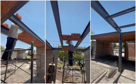 Albañiles desafían la gravedad y construyen techo en el aire; VIDEO se vuelve viral 