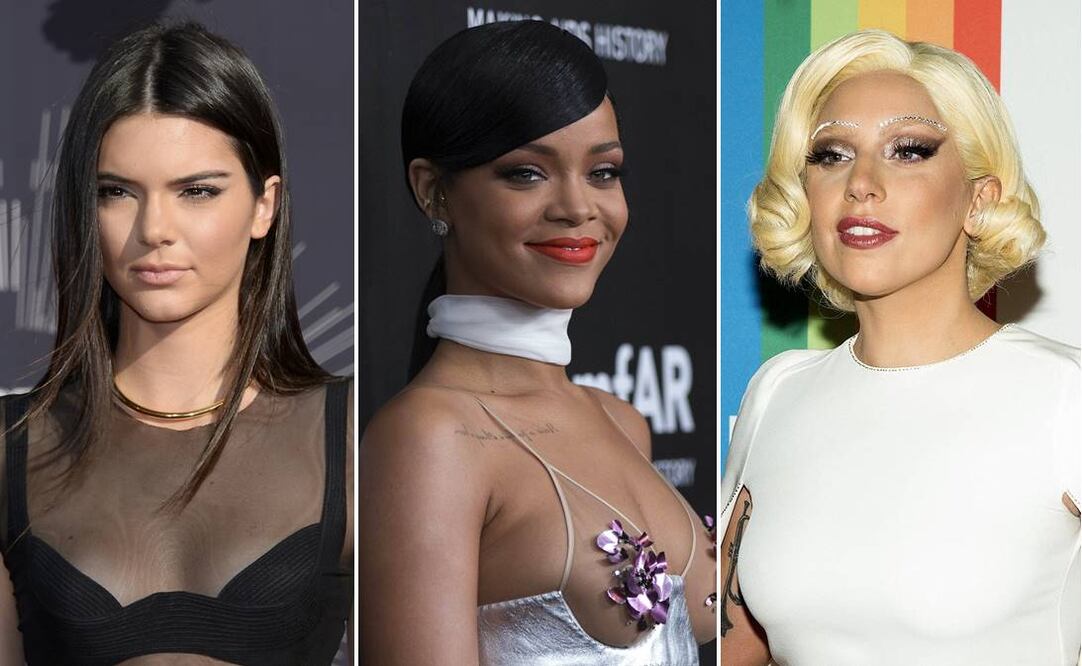 Kendall Jenner y Rihanna se perforaron los pezones, mientras que Gaga fue un nivel más allá. (FOTO: especial)