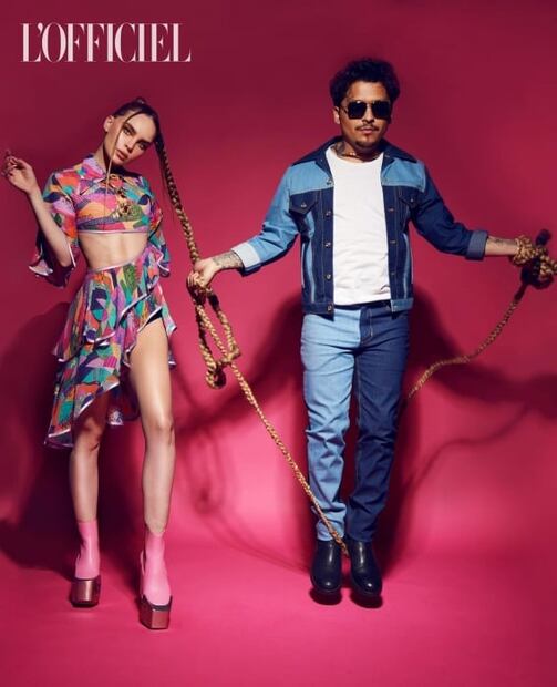 Belinda y Christian Nodal posan juntos para revista de moda internacional