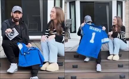 Eminem fue sorprendido y se enteró que será abuelo con un jersey de los Detroit Lions