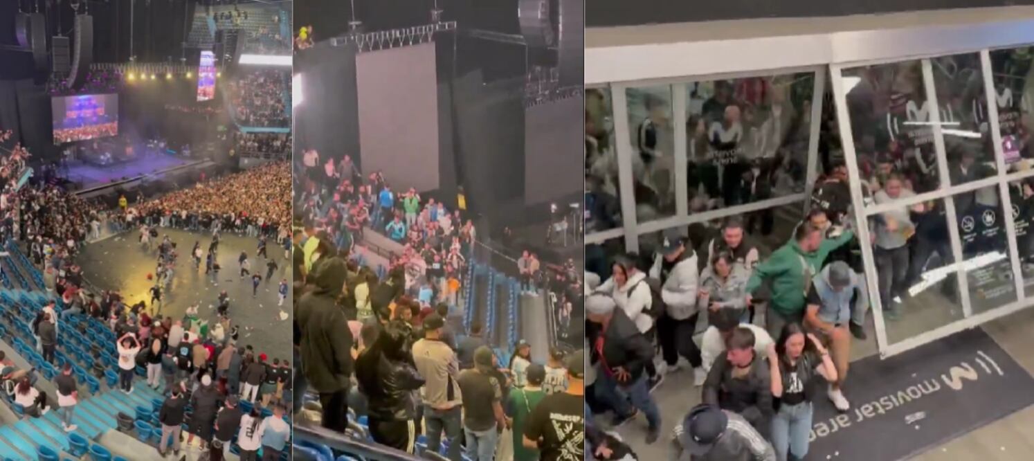 Videos muestran el caos y las múltiples peleas y agresiones que ocurrieron en la batalla campal del Movistar Arena Foto: x @andrupili