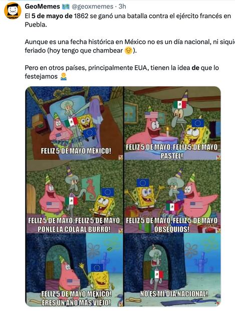 Los mejores memes que dejó la conmemoración de la Batalla de Puebla. Foto: Captura de pantalla