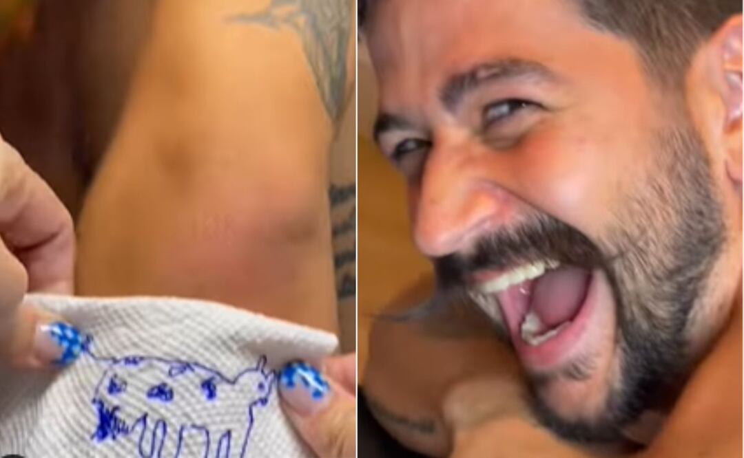 Camilo y su nuevo tatuaje. Foto: producción El Universal