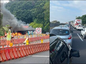 Restablecen circulación en la Autopista México-Cuernavaca tras cierre por incendio de tráiler