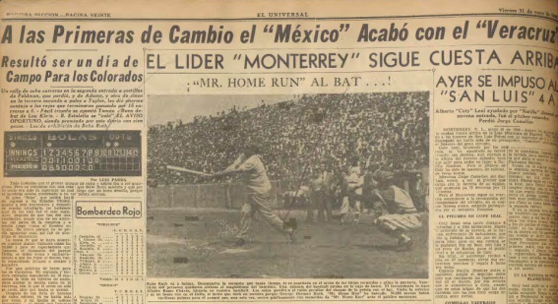 El día que el gran Babe Ruth conectó un jonrón en México