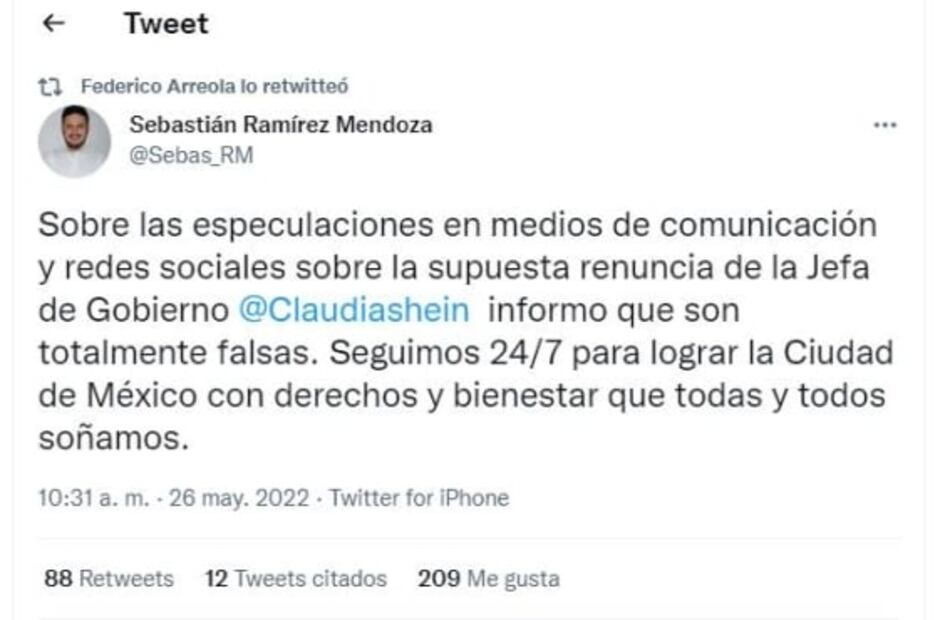 Desmienten presunta renuncia de Claudia Sheinbaum al Gobierno de la CDMX