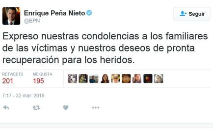 Peña Nieto condena ataques en Bélgica