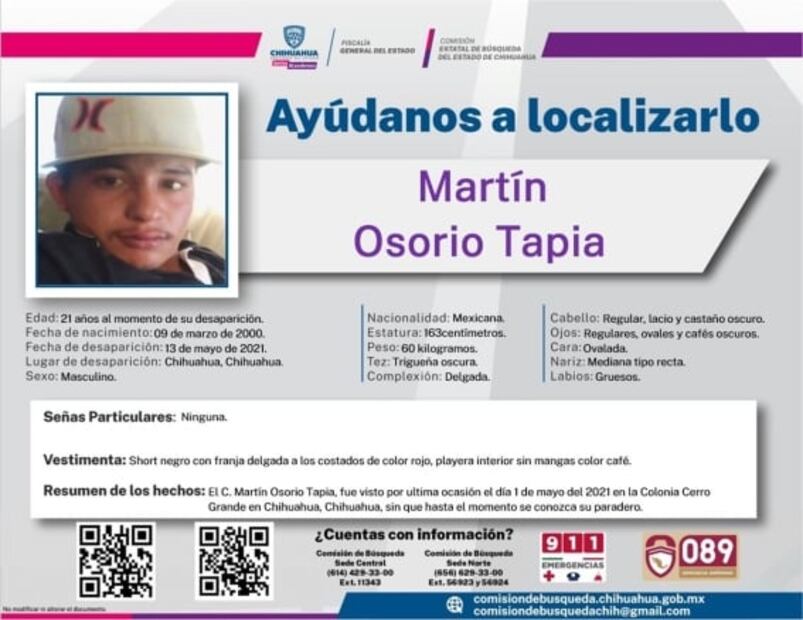 Realizan operativo para localizar a una mujer y 4 hombres desaparecidos en Chihuahua