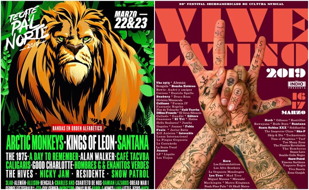 Comparan cartel de Pa'l Norte con el del Vive Latino