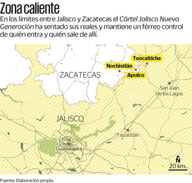 Apulco y Nochistlán, el cuartel del Cártel Jalisco Nueva Generación
