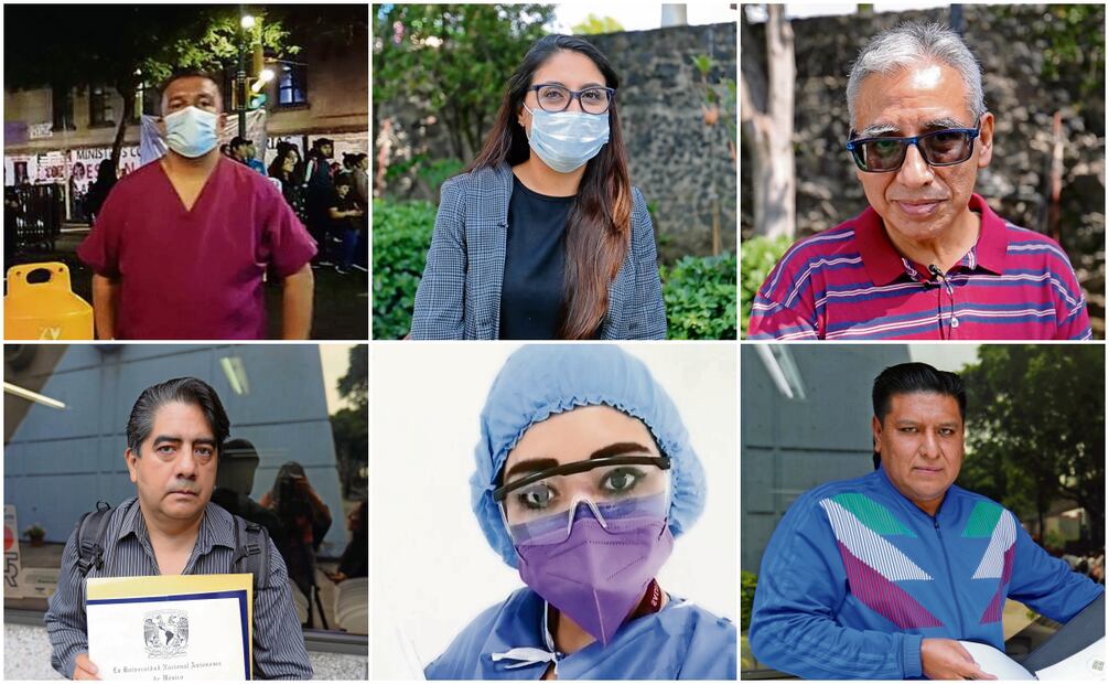 1.- Juan Carlos Villanueva (camillero) 
Desde hace 11 años trabaja en el Hospital Materno Infantil, teme perder su antigüedad y prestaciones con la transición al IMSS-Bienestar o que una vez que se concrete la basificación, se le dé un contrato eventual.”Ellos nos comentan que sí nos van a respetar lo que es nuestro aguinaldo, los vales,  pero nada más es de palabra hasta ahorita. Nosotros no hemos recibido ningún oficio donde ellos realmente se comprometan a respetarnos esas prestaciones”, advirtió. Juan Carlos agregó que tiene una familia, “ahora sí que ellos dependen de uno”.

2.- Claudia Reynoso (trabajadora social) 

 Hace ocho años llegó a la Secretaría de Salud para hacer su servicio social en el Hospital Materno Infantil de Tláhuac y fue parte del personal que hizo frente a la pandemia de Covid-19. Desde entonces ha trabajado por interinato, pese a tener un sueldo bajo, por lo que ve con buenos ojos el paso al IMSS-Bienestar. “Para mí significa una oportunidad, la verdad sí, a mí me beneficiaría mucho, porque mi tipo de contratación no me ayudaba, las prestaciones que prometen dar y el salario sería mucho mejor a diferencia de como lo tenía”, explicó Claudia. 

3.- Jesús Sánchez (médico general)
Comenzó a trabajar en la Secretaría de Salud (Sedesa) en 2013, cuando todavía estaba el programa de Seguro Popular y después pasó al esquema Galeno. Recordó que en cada uno de estos cambios se le hizo firmar la renuncia para luego tener un nuevo contrato, por lo que advierte que podría ser lo mismo en esta ocasión y tendrá que empezar “de cero”. “Bases para todo el personal de la Secretaría de Salud, [en] el programa Médico Galeno nos lo prometieron desde que inició este gobierno”, señaló Jesús. 

4.- Davis Guevara (administrativo)
Con el título en mano que le da el grado de licenciado en Enfermería y Obstetricia, pidió que se “le haga justicia”, pues el año pasado obtuvo su grado, tras llevar 13 años trabajando en el área administrativa de la Secretaría de Salud (Sedesa), con un contrato de interinato.“Para mí era muy matado, salía de la escuela y con todo y uniforme me iba corriendo al trabajo. Fue un sacrificio terminar la escuela y titularme, [por eso] en esta administración nueva espero que se me haga justicia”, expresó David.

5.- Teresa Betzabé Soto (administrativa)
En el Hospital General Xoco realiza labores administrativas desde hace más de una década y cuenta con un contrato eventual, aunque tiene una licenciatura como médico cirujano aún en proceso de titulación. Pidió que durante la transición haya igualdad y certeza. “No nos oponemos a transitar al OPD IMSS-Bienestar. Sin embargo, creo que no existe hasta el día de hoy una certeza ni una claridad por parte del gobierno, sí hemos tenido mesas de diálogo, pero no se ha concretado nada”, puntualizó Teresa Betzabé.

6.- Gamaliel Ramírez (médico especialista) 
Lleva más de 10 años trabajando en el Hospital Enrique Cabrera y, para él, la situación “es incierta”, toda vez que no se les ha hecho de su conocimiento la normativa ni el tabulador de salarios. El médico especialista aseguró que, aunque no siente temor, sí tiene incertidumbre ante la inestabilidad laboral que hay en el sector. Gamaliel señaló que hace un par de años estuvieron en la primera línea de batalla para enfrentar la crisis sanitaria; sin embargo, “en este momento no tenemos una gratificación por ese gran esfuerzo que hicimos”.