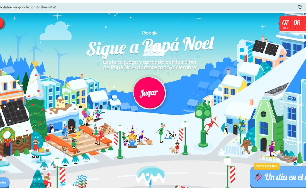 Con esta plataforma de Google podrás ver el recorrido de Santa durante esta Navidad. Foto: Captura de pantalla