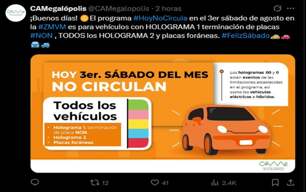 Hoy no circula. Foto: especial