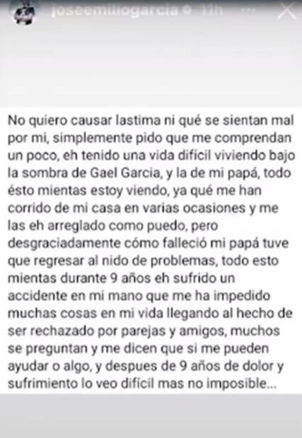 Emilio aseguró que no ha sido fácil lidiar con la muerte de su padre y vivir bajo la sombra de su hermano. Foto: Captura de pantalla