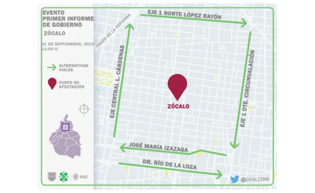 Primer Informe y paseo ciclista complican vialidad este domingo