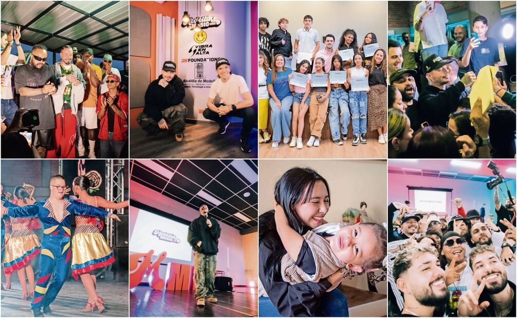 Además del estudio, creó una cancha polideportiva y un espacio de servicios integrales, donde se ofrecen distintas clases.
Balvin impulsa también procesos de desarrollo educativo, mentoría y autoconocimiento de jóvenes.
Fotos: Fundación Vibra en Alta