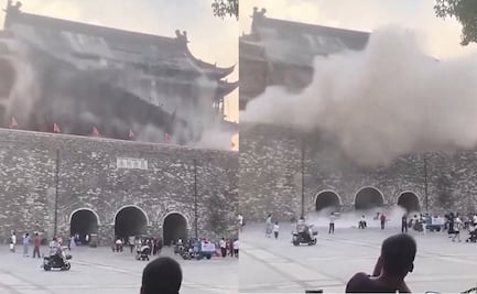 Se desploma parte de templo histórico en China; el techo cayó tras su restauración 