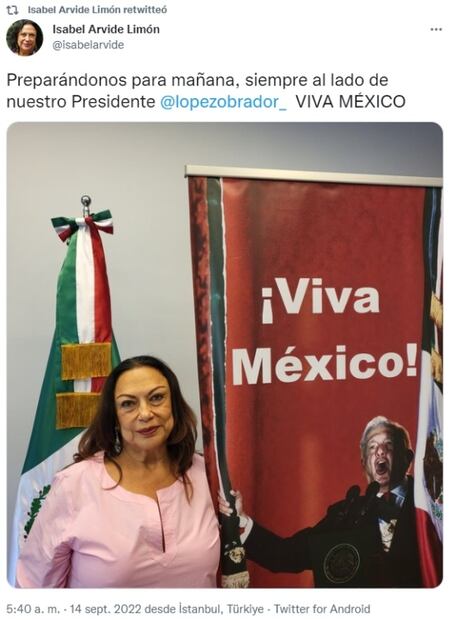 Cónsul Isabel Arvide alista en Estambul Grito de Independencia "siempre al lado" de AMLO
