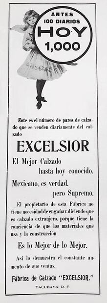 Publicidad de 1906 del calzado Excélsior. Foto: Colección particular