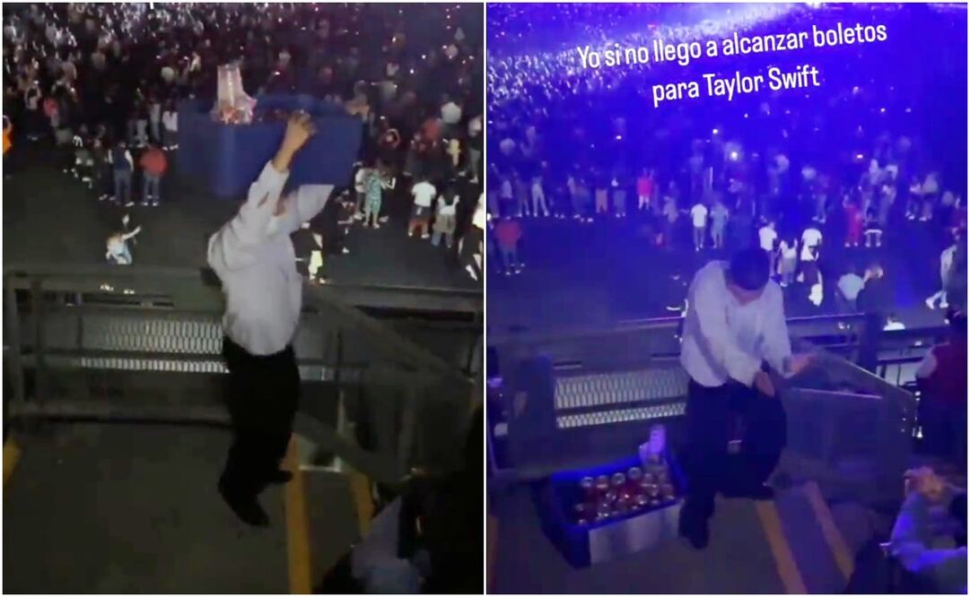 Vendedor no desaprovecha el primer concierto de Taylor Swift y lo disfruta. Foto: Captura de Twitter @CapiSuperGirl_